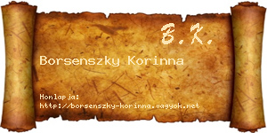 Borsenszky Korinna névjegykártya